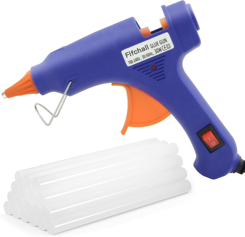 Fifchall Hot Glue Guns with 20pcs Glue Sticks, Mini Hot Melt Glue Gun Kit for Crafts, Glue Gun for School DIY Arts, Sealing, Home Repairs, Blue - Image 1